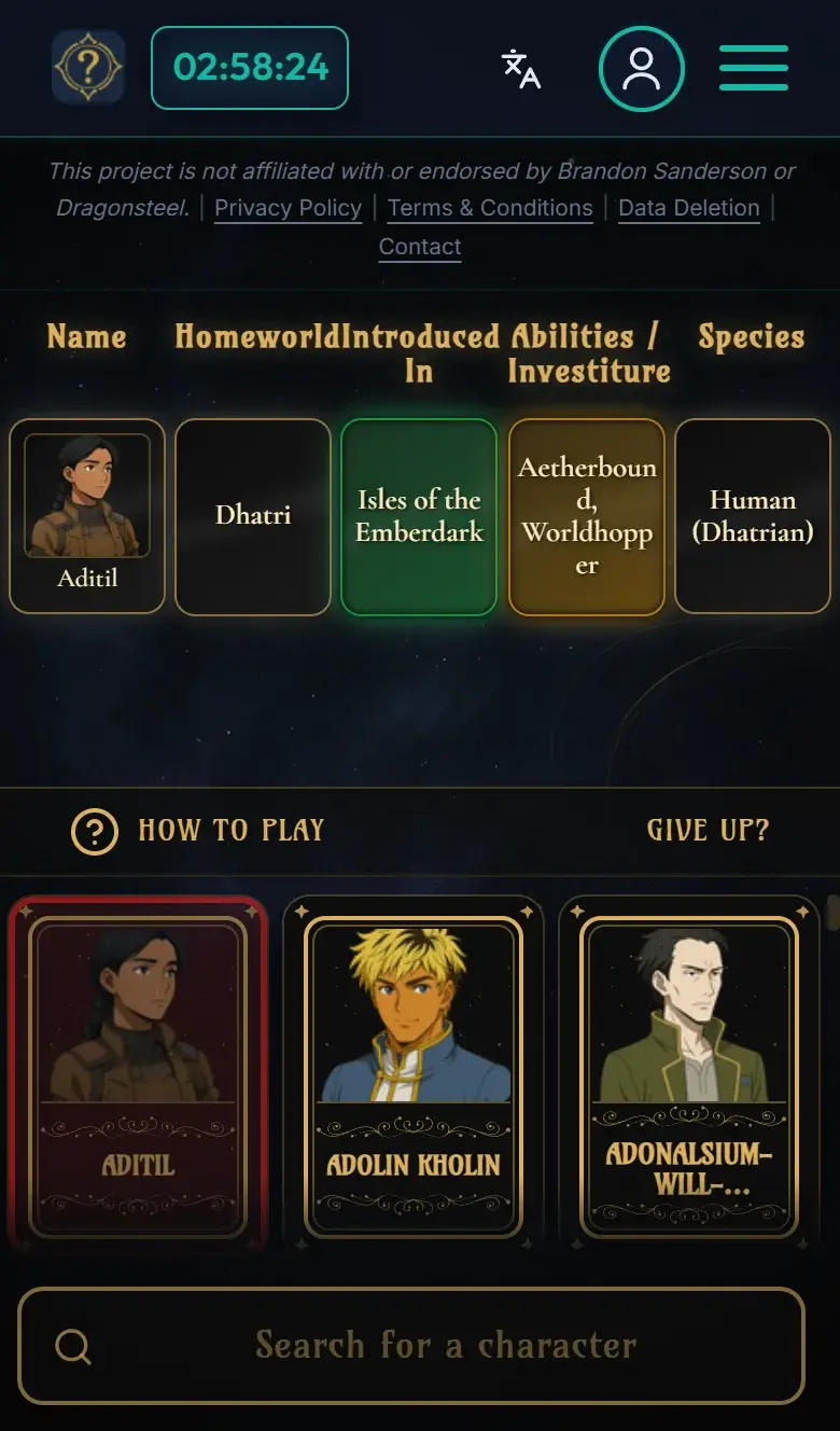 Game Feedback Table